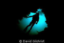 Diver prepares to enter the bridge, HMCS Saguenay, Lunenb... by David Gilchrist 